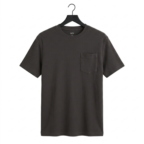 Celio Men's Faded Black Short Sleeve T-Shirt With Chest Pocket | Celio In Lebanon