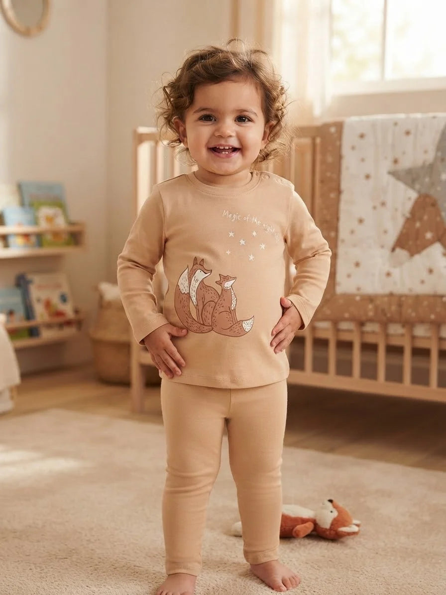 Sinsay Baby Girl's Tan Printed Pajama Set