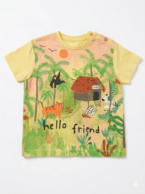 Zara Baby Boy's Yellow Jungle Animal Graphic Cotton T-Shirt | Zara In Lebanon