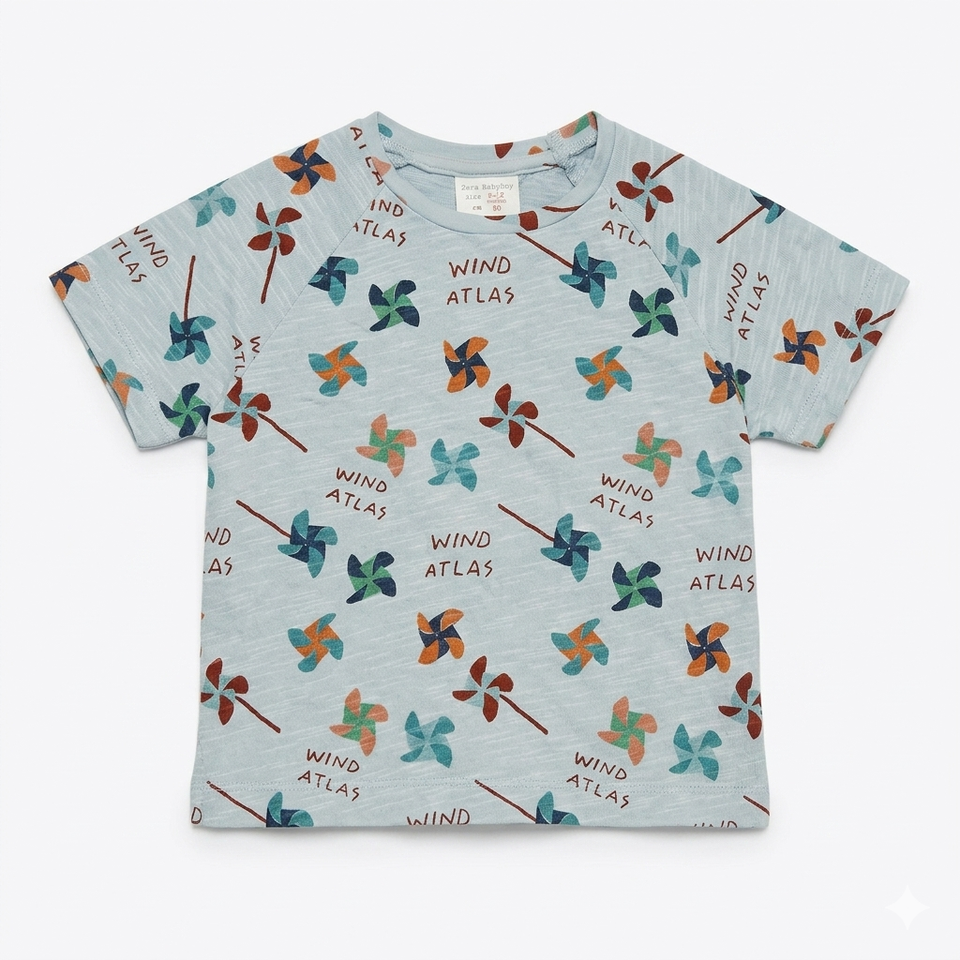 Zara Baby Boy's Grey "Wind Atlas" Graphic T-Shirt | Zara In Lebanon