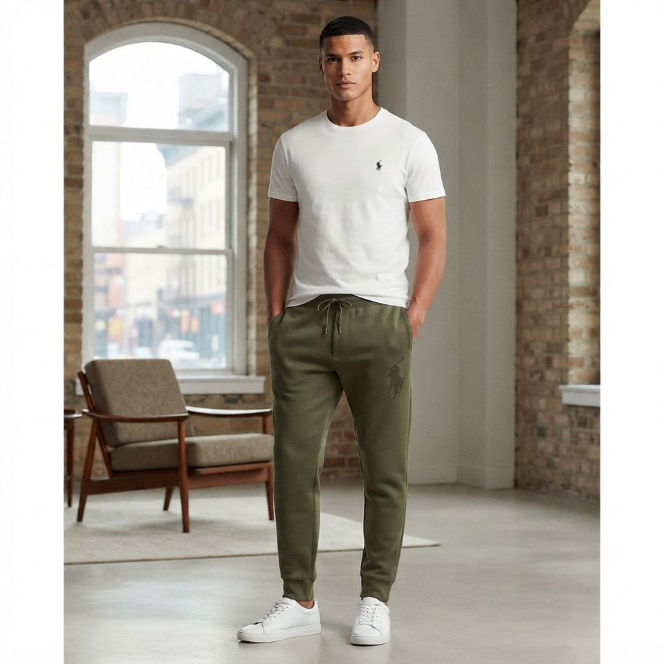 Polo Ralph Lauren Men's Olive Green Logo Drawstring Sweatpants