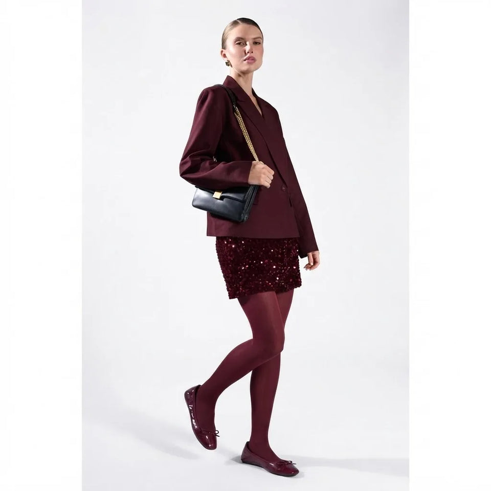 Sinsay Women's Wine Sequin Mini Skirt