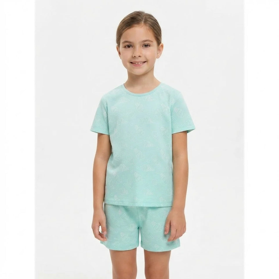 Sinsay Girl's Aqua Patterned Pajama Set