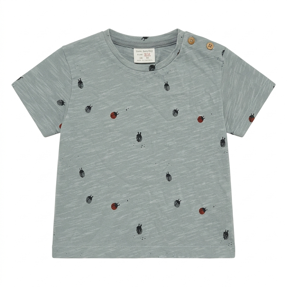 Zara Baby Boy's Grey Ladybug All Over Print T-Shirt | Zara In Lebanon