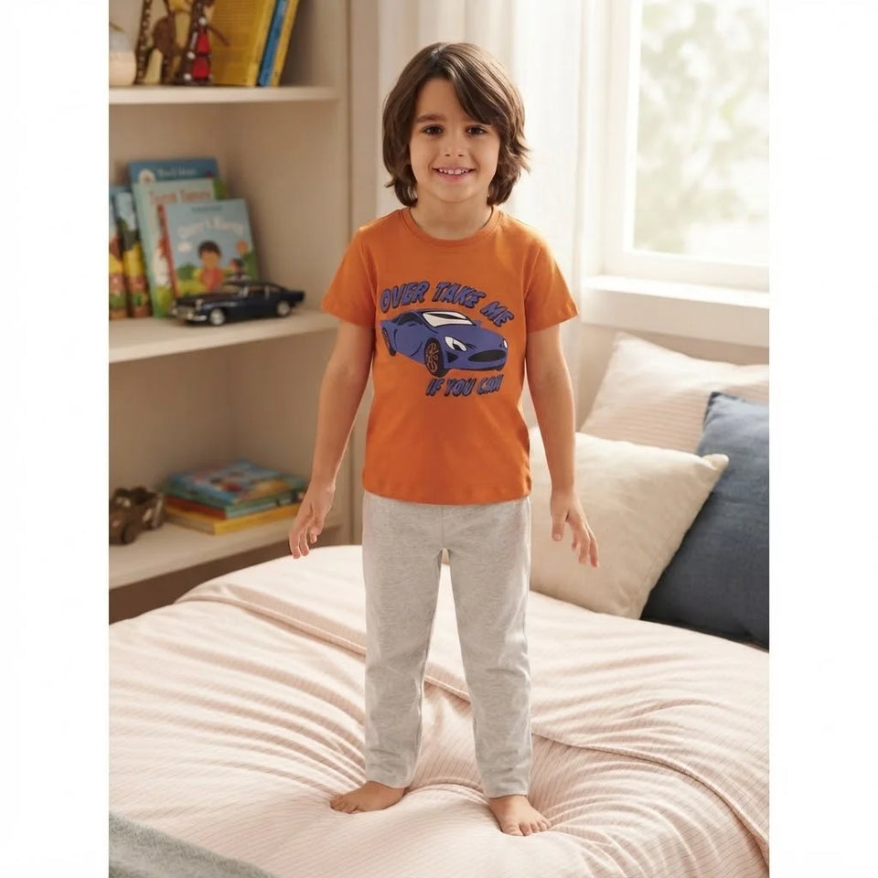 Sinsay Boy's Orange & Light Grey Graphic Pajama Set