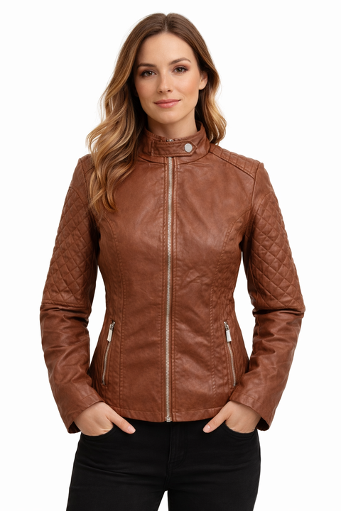 Inside Women's Brown Faux Leather Jacket | Inside In Lebanon