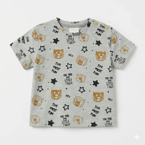 Zara Baby Boy's Grey Tiger All Over Print T-Shirt | Zara In Lebanon