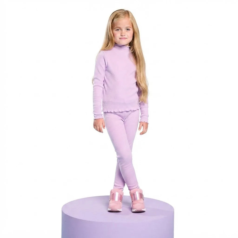 Sinsay Girl's Light Purple Ribbed Thermal Long-Sleeve Set