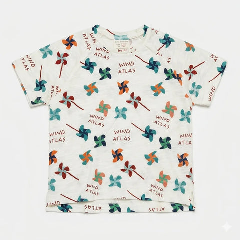 Zara Baby Boy's White "Wind Atlas" All Over Print T-Shirt | Zara In Lebanon