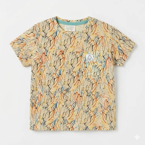 Zara Baby Boy's Yellow Multi Printed T-Shirt With Chest Pocket | Zara In Lebanon