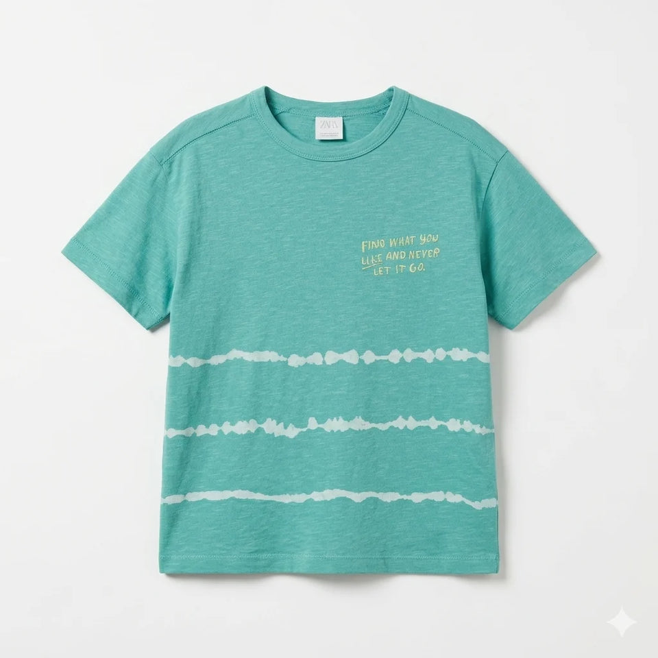 Zara Boy's Aqua "Find What You Like And Never Let It Go" Embroidered T-Shirt | Zara In Lebanon