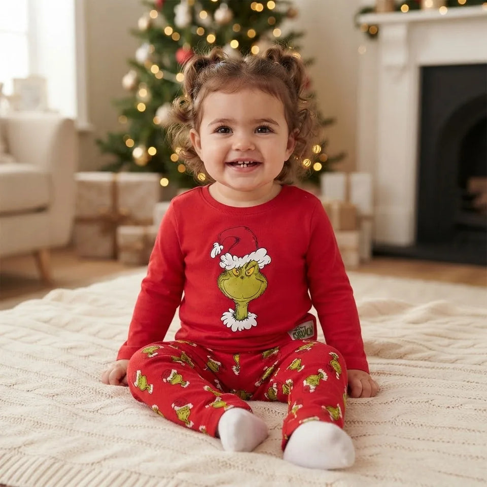 Sinsay Baby Girl's Red Christmas All Over Printed Pajama Set