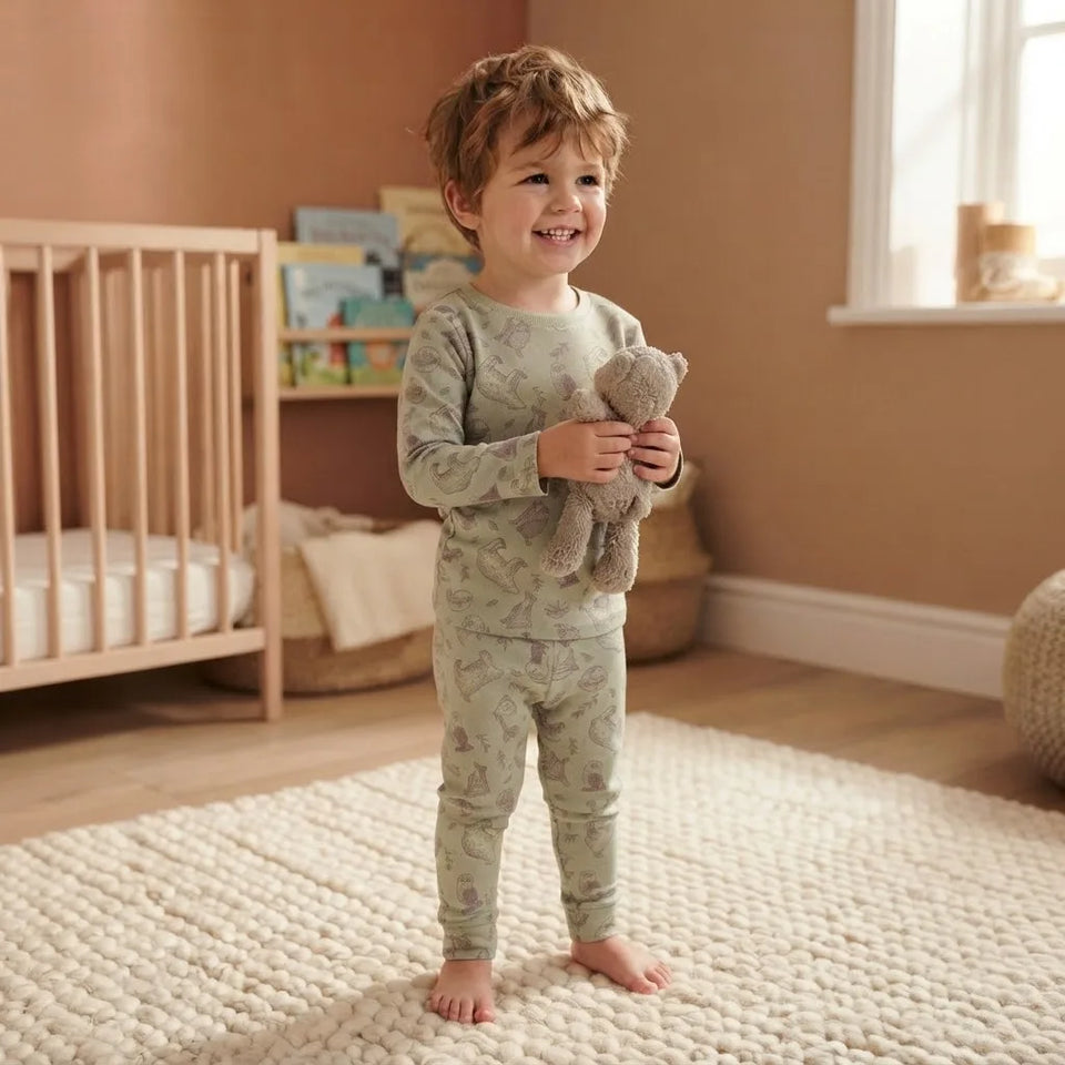 Sinsay Boy's Sage Green All Over Animal Printed Pajama Set