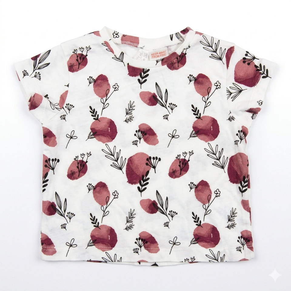 Zara Baby Girl's White All Over Floral Printed T-Shirt | Zara In Lebanon
