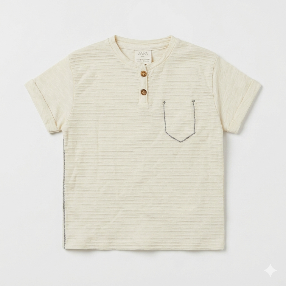 Zara Baby Boy's Beige Striped T-Shirt | Zara In Lebanon