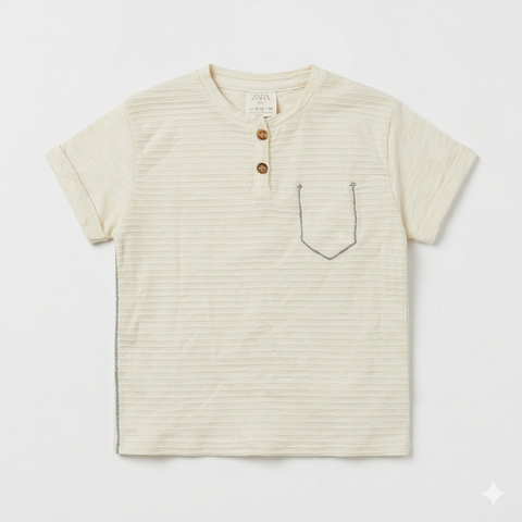 Zara Baby Boy's Beige Striped T-Shirt | Zara In Lebanon