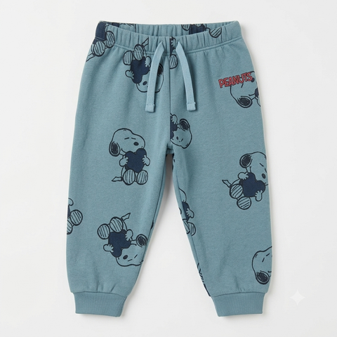 Zara Baby Boy's Dusty Blue & Navy Printed Elastic Waist Sweatpants | Zara In Lebanon
