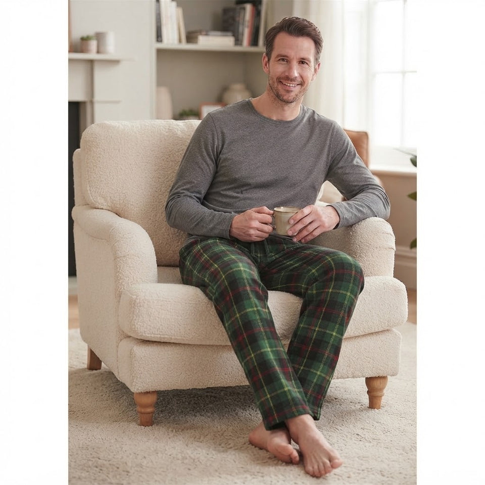 SD Men's Multicolor Plaid Flannel Pajama Bottom