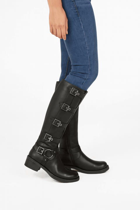 Wild Fable Women's Dark Brown Rebel Tall Moto Buckle Boots | Wild Fable In Lebanon