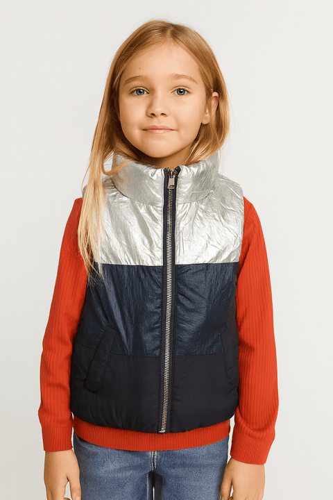 Sinsay Girl's Silver & Navy Puffer Vest | Sinsay In Lebanon
