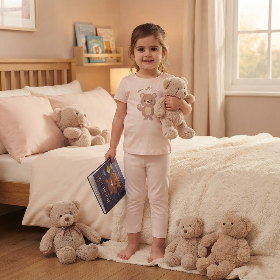 Sinsay Girl's Cream Teddy Bear Graphic Pajama Set