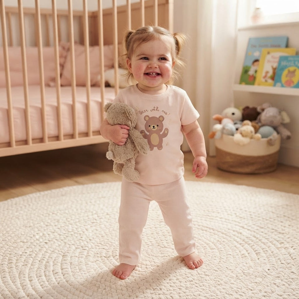 Sinsay Baby Girl's Cream Teddy Bear Graphic Pajama Set
