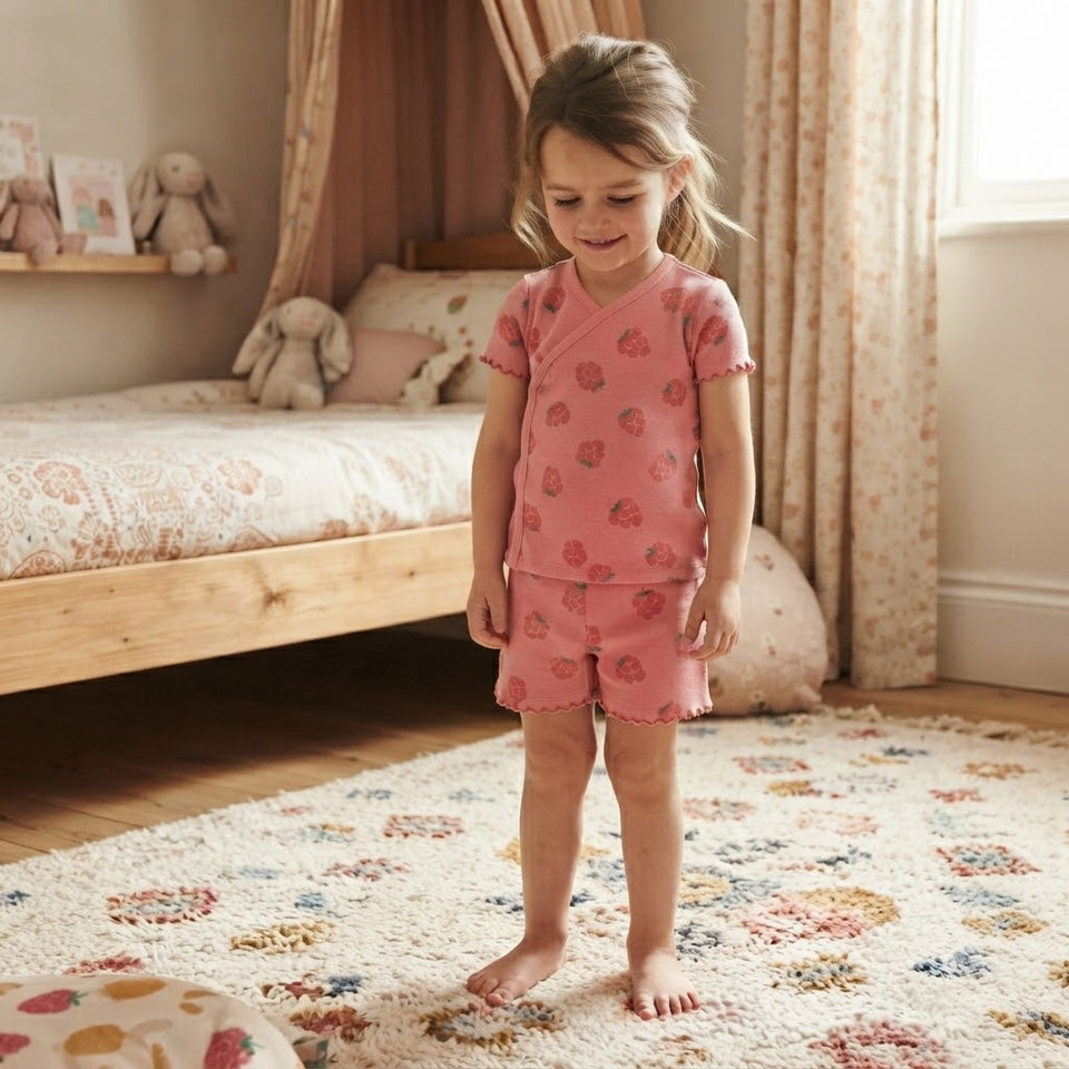 Sinsay Girl's Pink All-Over Berry Print Pajama Set