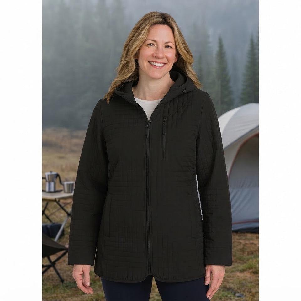 Lands End Women's Black Feather Free Quilted Insulated Jacket