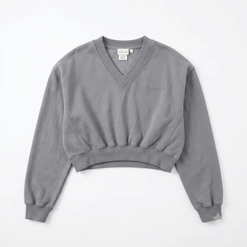 Pull & Bear Women's Grey Cropped Long Sleeves Sweatshirt | Pull & Bear In Lebanon