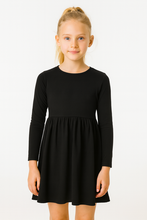 Terranova Girl's Black Fleece Long-Sleeve Dress  | Terranova In Lebanon