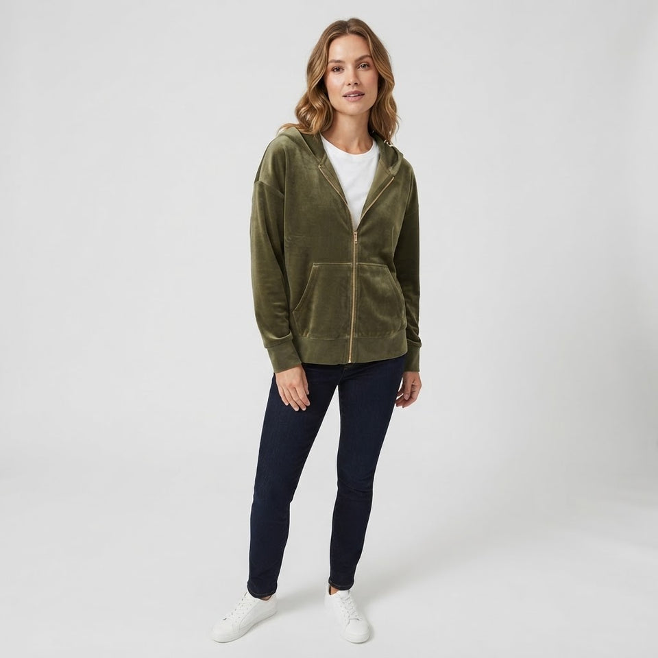 Felina Women's Olive Green Velour Jacket