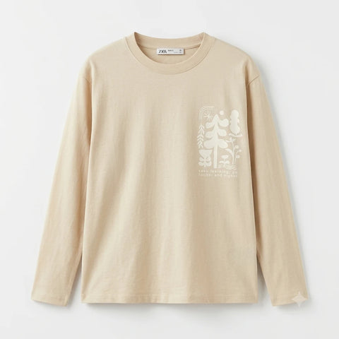 Zara  Girl's Cream Chest Print Blouse | Zara In Lebanon
