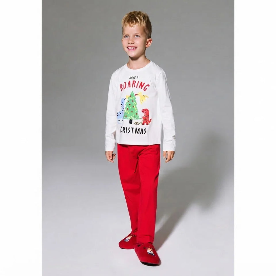 Sinsay Boy's White & Red Christmas Printed Long-Sleeves Pajama Set