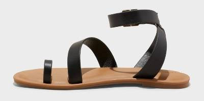 Universal Thread Women's Black Sol Toe Loop Ankle Strap Sandals | Universal Thread In Lebanon