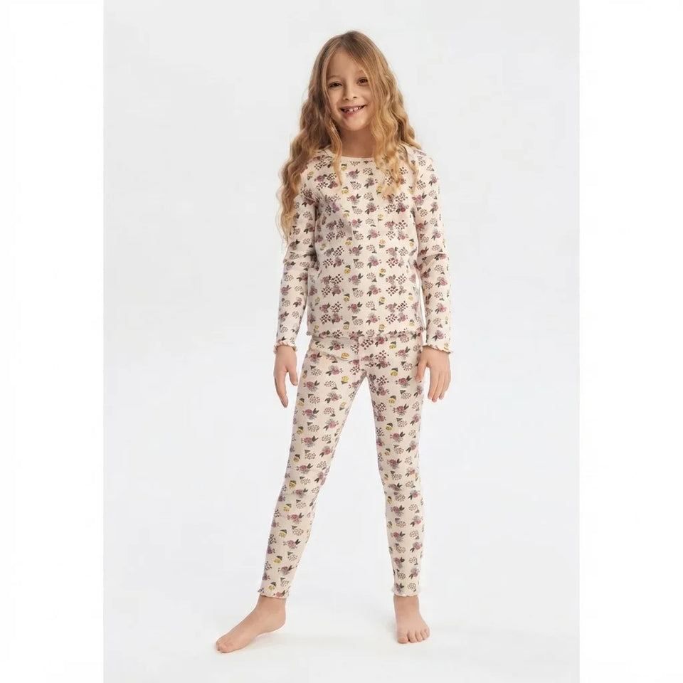 Sinsay Girl's Nude-Multi All Over Floral Print Pajama Set