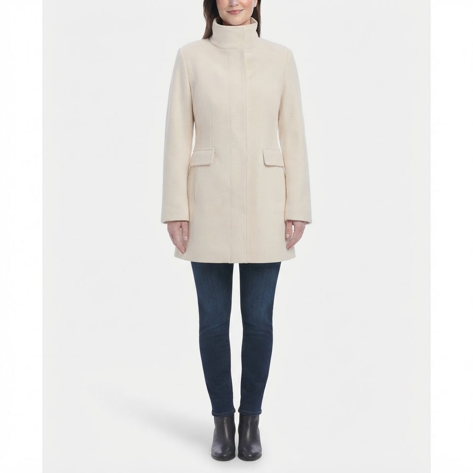 Vince Camuto Women's Beige Stand-Collar Coat