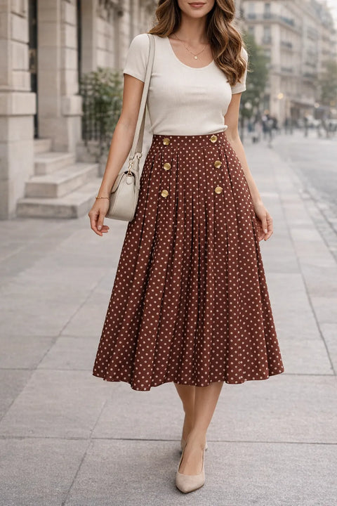 Zara Women's Burgundy Dot Printed Skirt  | Zara in Lebanon