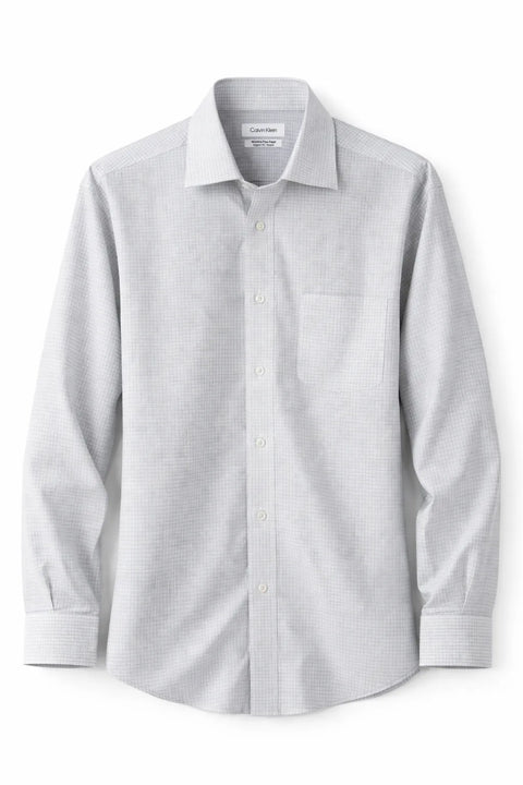 Calvin Klein Men's White Checkered Wrinkle Free Fresh Regular Fit Stretch Shirt |Calvin Klein In Lebanon