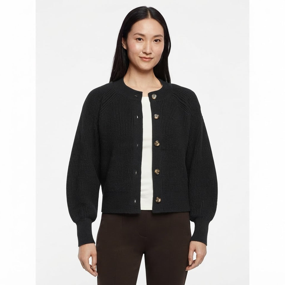 Banana Republic Women's Black Button Front Ribbed Knit Cardigan
