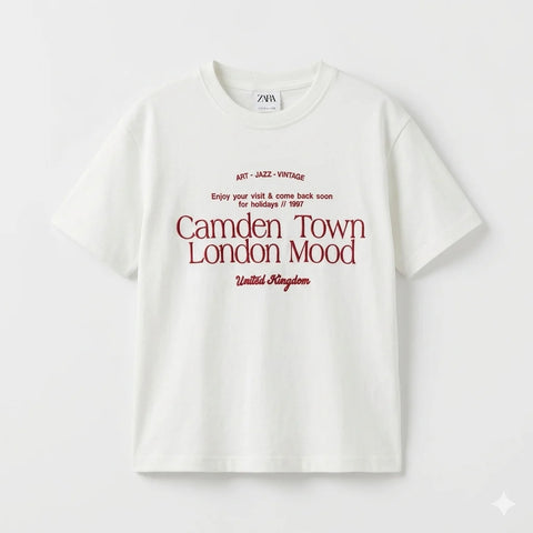 Zara Boy's White "Camden Town London Mood" Graphic Cotton T-Shirt | Zara In Lebanon