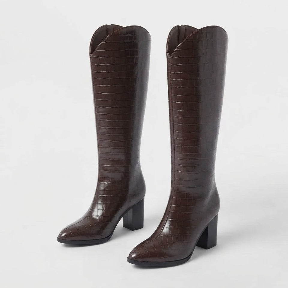 A New Day Women's Brown Block Heel Cairo Boots