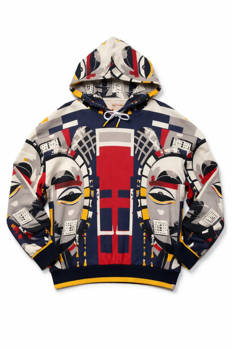 Agtawh Men's Multicolor French Terry Motif Print Hoodie | Agtawh In Lebanon