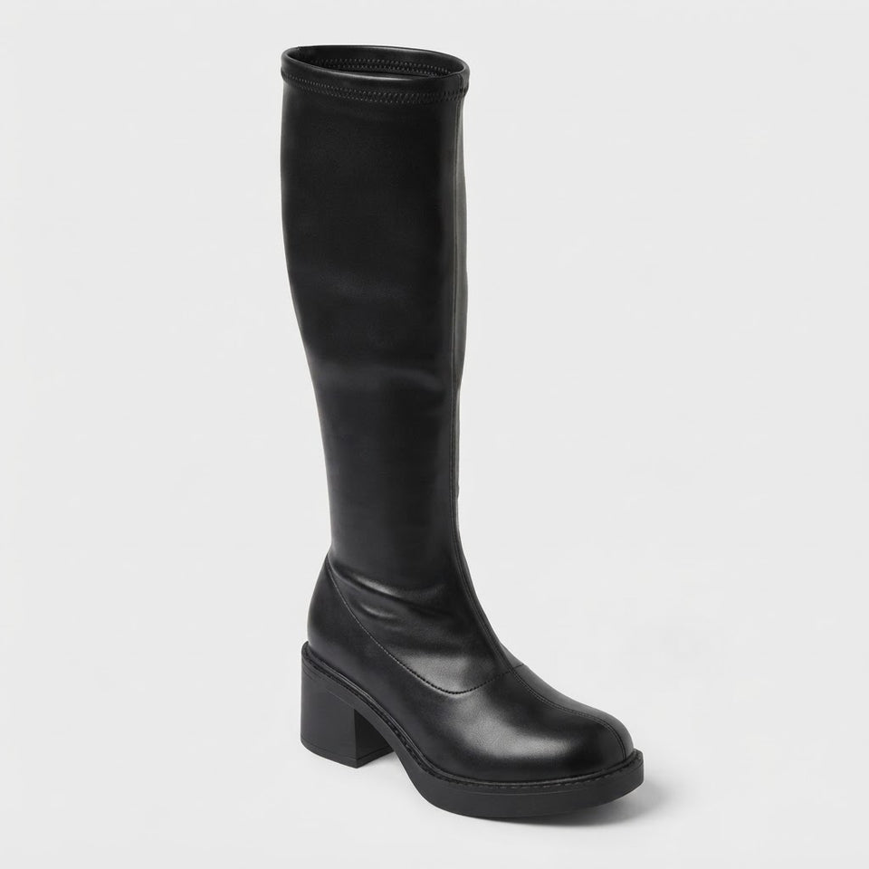 Wild Fable Women's Black Danika Stretch Tall Combat Boots
