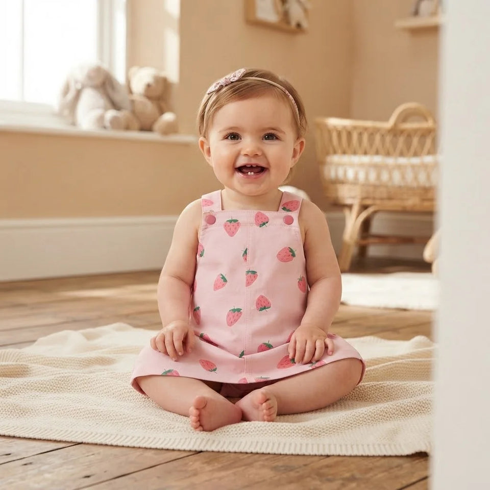 Sinsay Baby Girl's Pastel Pink All-Over Strawberry Print Dress