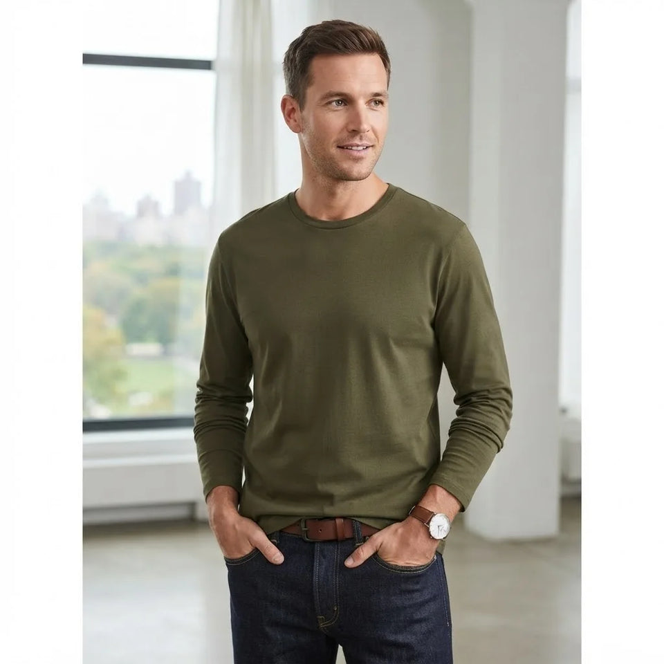 Sinsay Men's Olive Green Simple Cut Plain Blouse