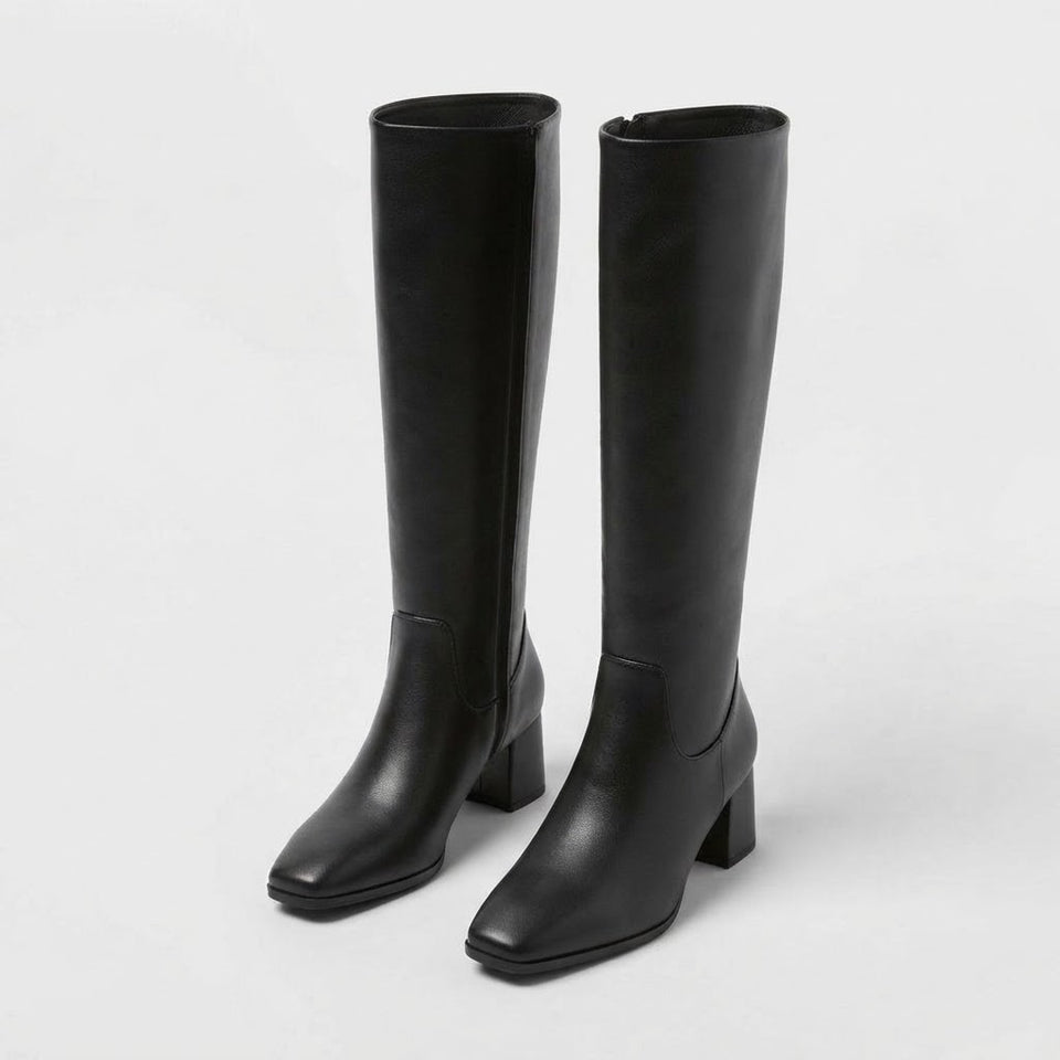 Universal Thread Women's Black Square Toe Heeled Boots