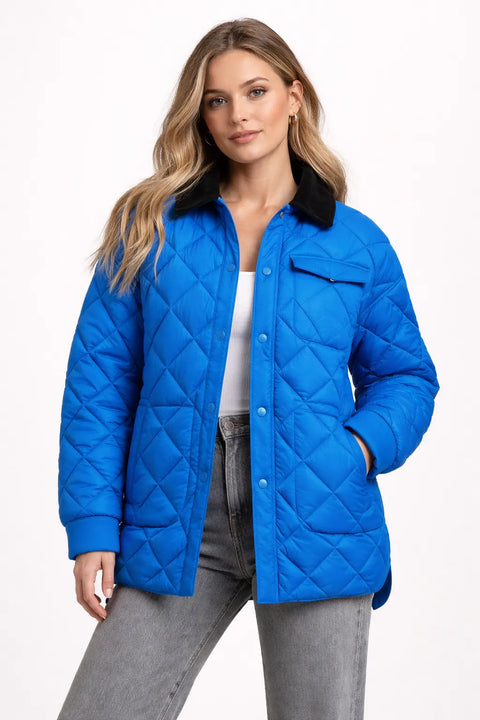 Calvin Klein Jeans Women's Blue Puffer Buttoned Jacket | Calvin Klein Jeans in Lebanon
