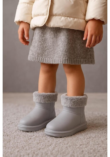 Tonny Black Girl's Grey Fur-Lined Warm  Boot | Tonny Black in Lebanon