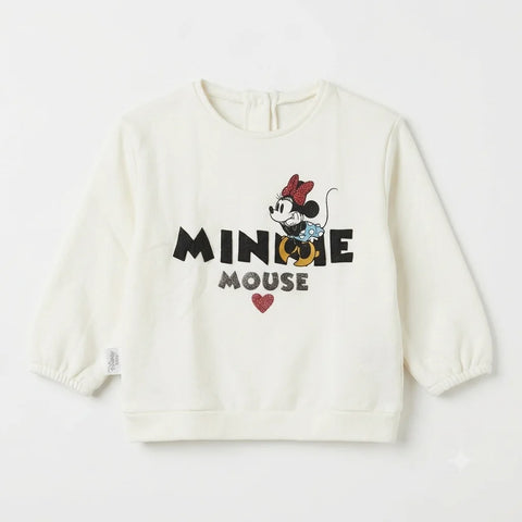 Disney Girl's White Minnie Mouse Graphic Sweatshirt | Disney In Lebanon