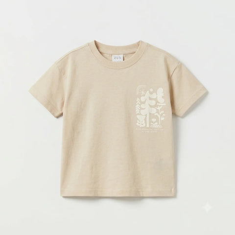 Zara Boy's Beige "Keep Dreaming Until You Inspire Others" Graphic T-Shirt | Zara In Lebanon